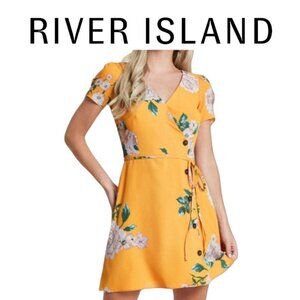 ASOS River Island Petite marigold floral print belted tea dress NWT cute size 4P